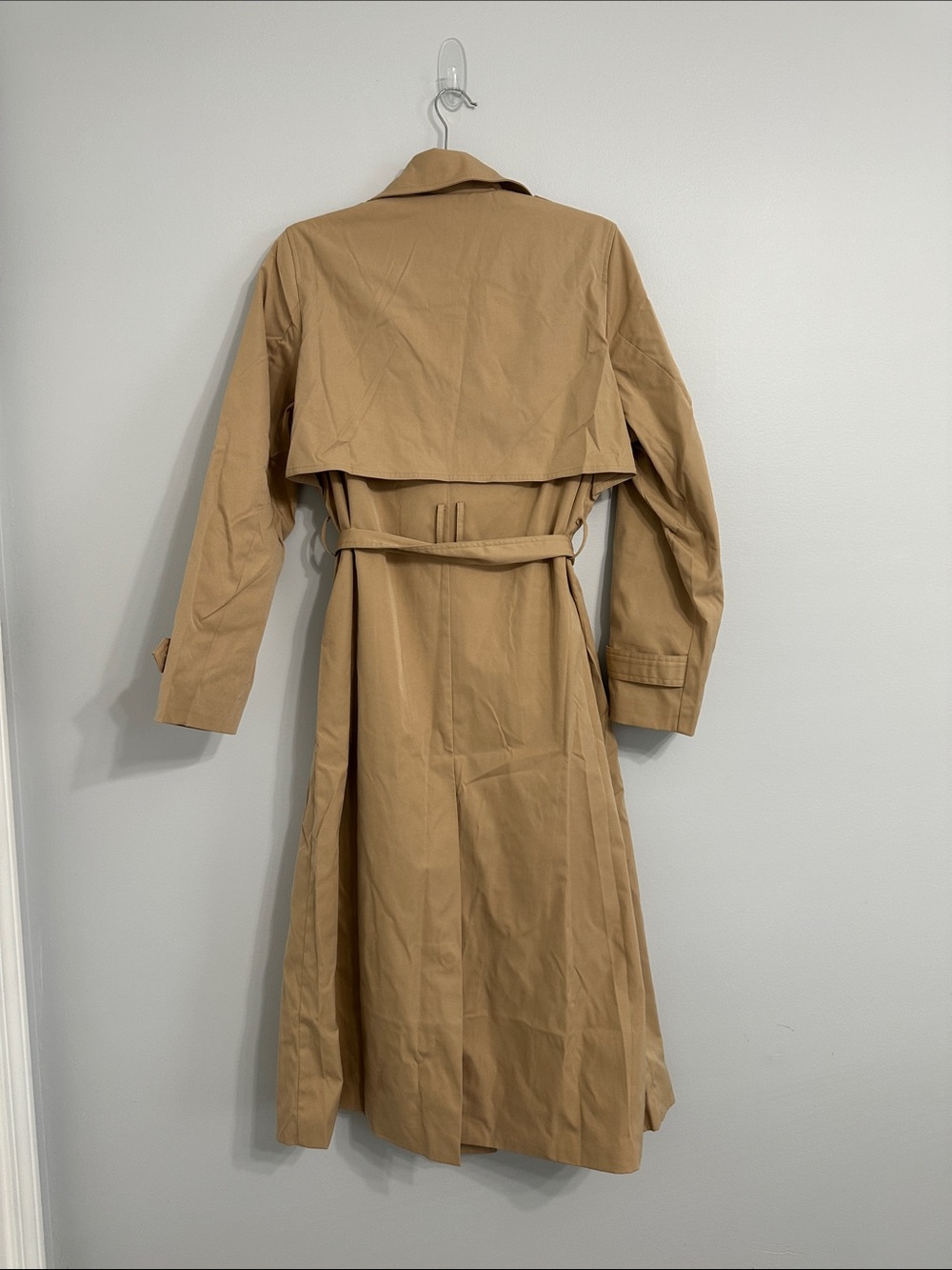NWOT Cupshe Tan Double-Breasted Trench Coat with Belt - Picture 8 of 12